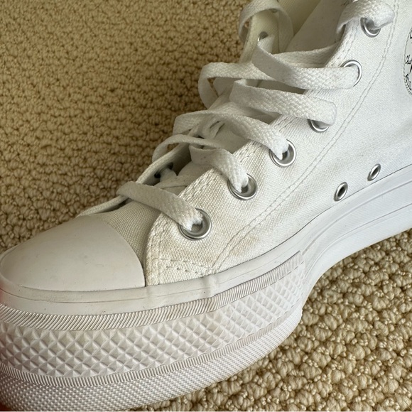 Converse Chuck Taylor Lift Platform High Top Sneakers All White - Picture 7 of 11